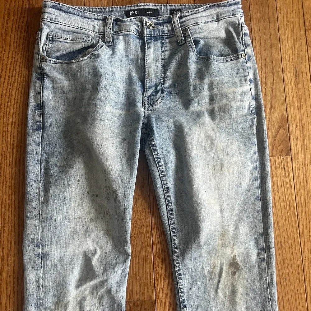 BKE Mason‎ Jeans Mens 32x30 (Actual 32x29) Light Blue Straight Stretch FLAWS